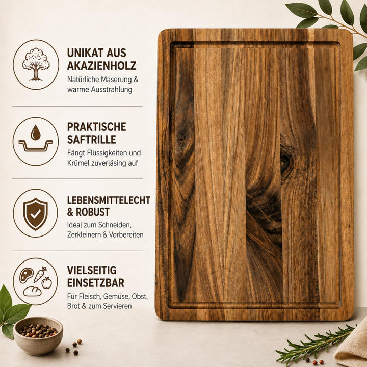 com-four® 37 x Schneidebrett aus Akazienholz 25 cm, Küchenbrett | lebensmittelechte Holzplatte - Ser