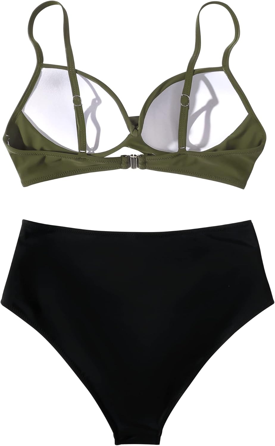 RXRXCOCO Damen Wickel Push Up Bikini Oberteil Bauchweg High Waist Bikini Set Bademode XL Armeegrün S