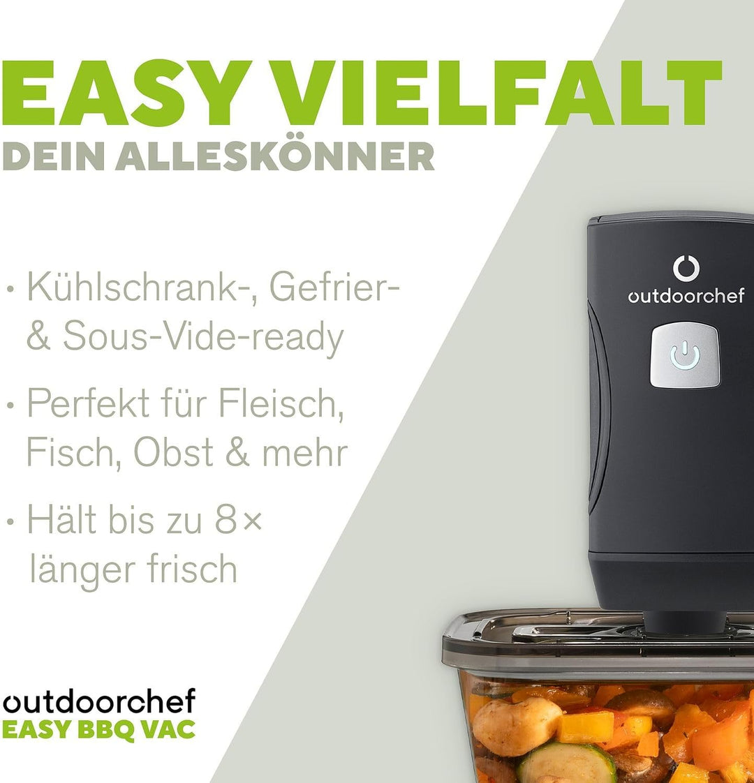 Outdoorchef Easy BBQ Vac Vakuumierset - kabelloser Hand-Vakuumierer mit 12 l/min + 4 Glasbehälter (5