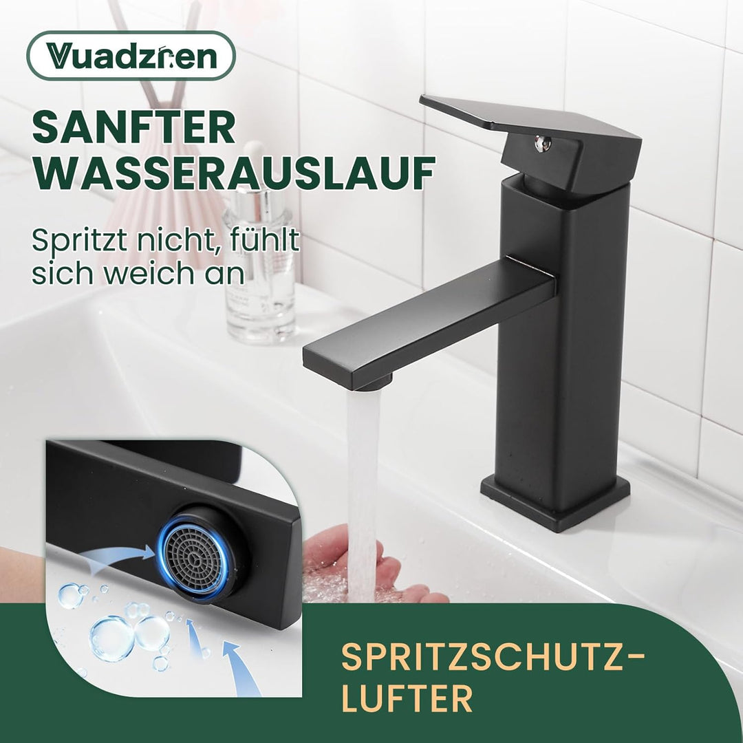 Vuadzren Wasserhahn Bad Waschtischarmatur Einhand Klein Einhebelmischer Waschbeckenarmatur Edelstahl