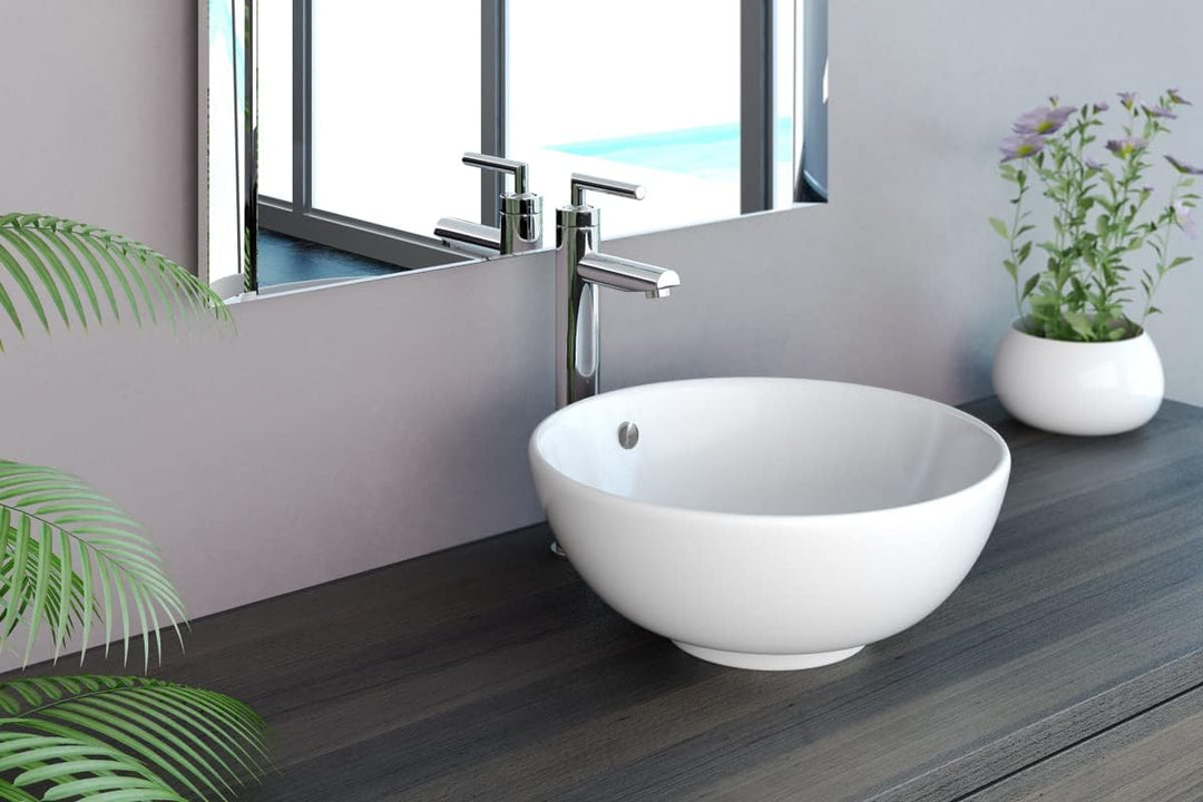 NEG Waschbecken Uno66A (rund) Aufsatz-Waschschale/Waschtisch (weiss) mit hohem Rand und Nano-Beschic