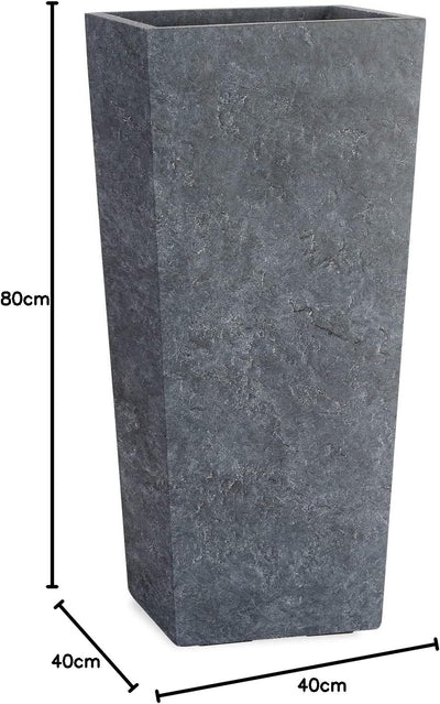 Pflanzwerk® Pflanzkübel Bodenvase Fiberglas Conic Lava ANTHRAZIT 80x40x40cm *Frostbeständige Blumenk