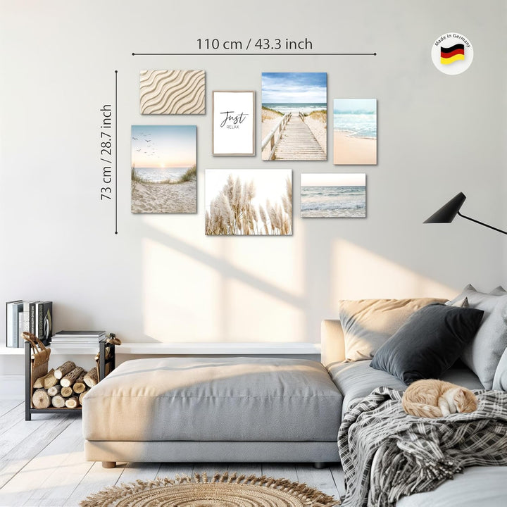 Novart Wandbilder Meer - KOMPLETT AUFHÄNGFERTIG - Paradies Strand Wohnzimmer Schlafzimmer- 7 Moderne
