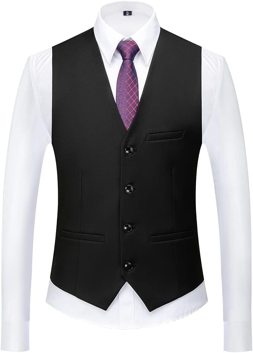 KUDORO Herren Anzüge 3-teilig Slim Fit Eine Knöpfe für Hochzeit Business Herrenanzug Sakko Weste Hos