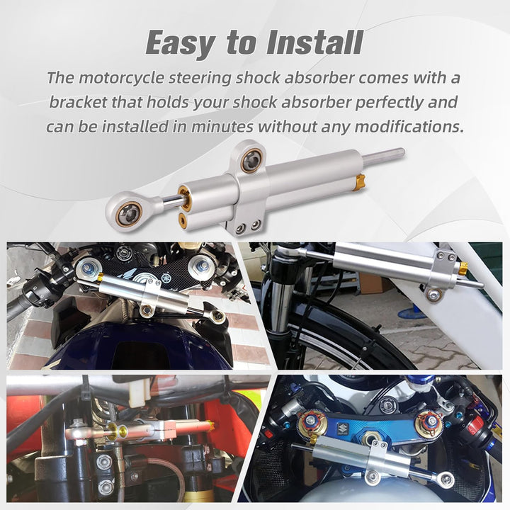Lenkungsdämpfer Motorrad,CNC Aluminium Motorrad Lenkungsdämpfer Stabilisator Universal Einstellbar F