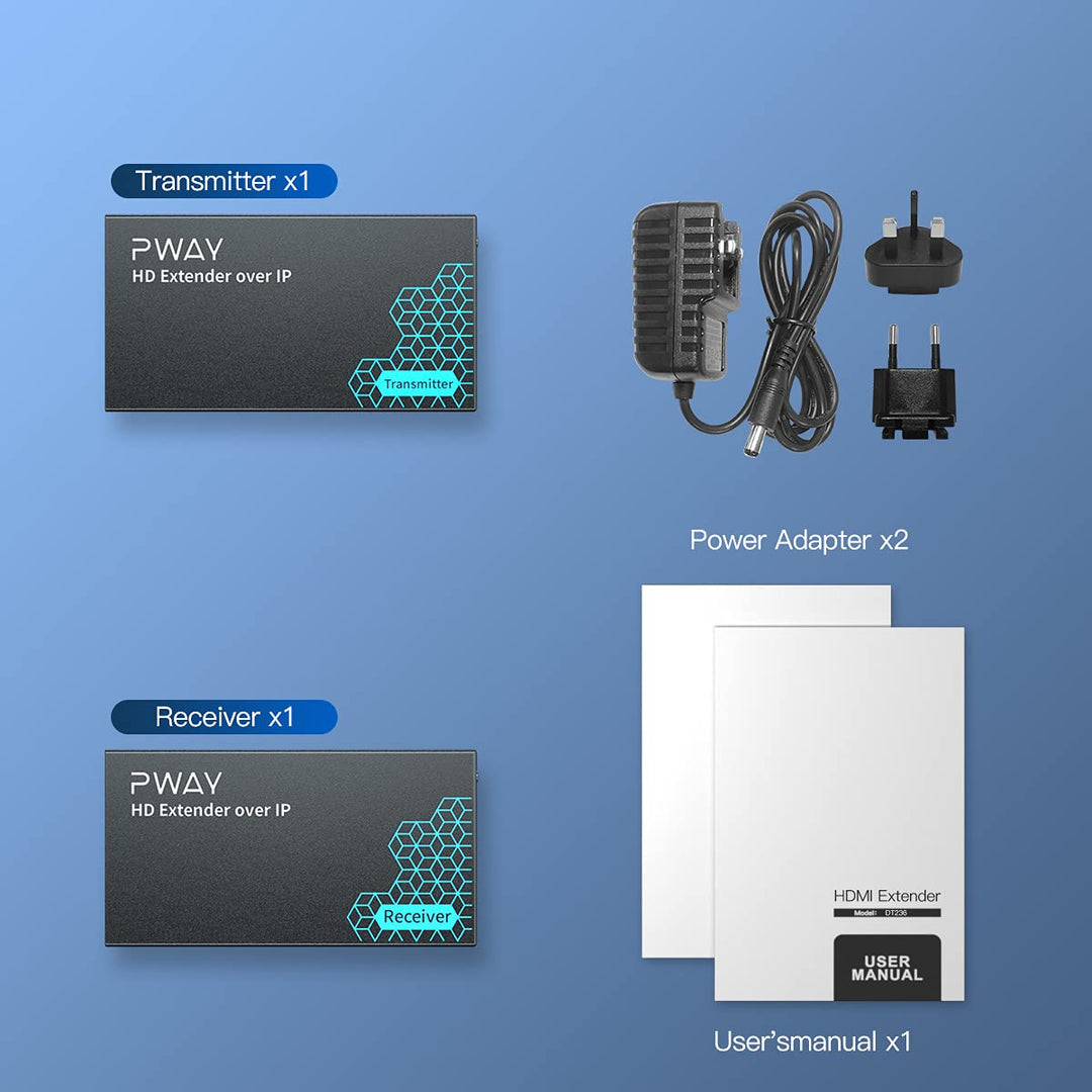 PWAY PW-DT243 HDMI Extender over IP 150m/492ft Bertragung über Cat5e/6/7/8 Netzwerkkabel Unterstützt