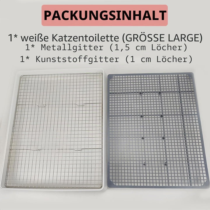 Oncpcare 22x18 Super Grosse Kaninchentoilette mit 2 Rosten (Metall &amp; Kunststoff), Hasenklo für Käfig