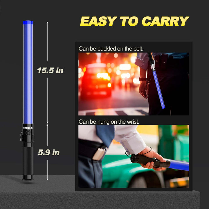E-riding 4 Pack Verkehrsstab 21 Zoll Verkehrssteuerung Zauberstab mit 3 Blinkmodi &amp; Seitenclip, LED