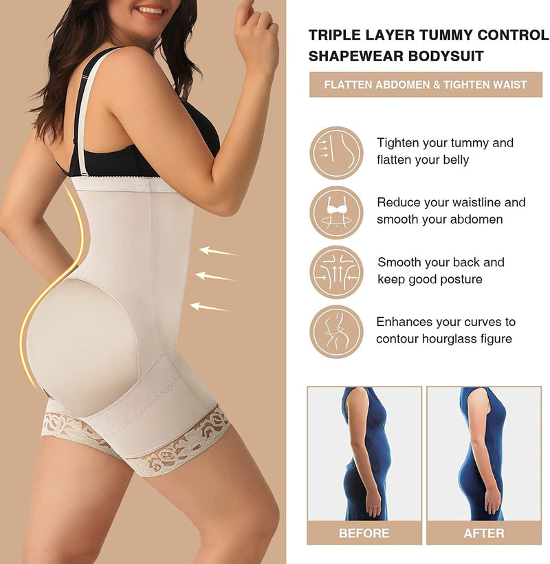 FeelinGirl Miederhose Stark Formend Hohe Taille Shaping Hose Bauchweg für Damen Shapewear mit Abnehm