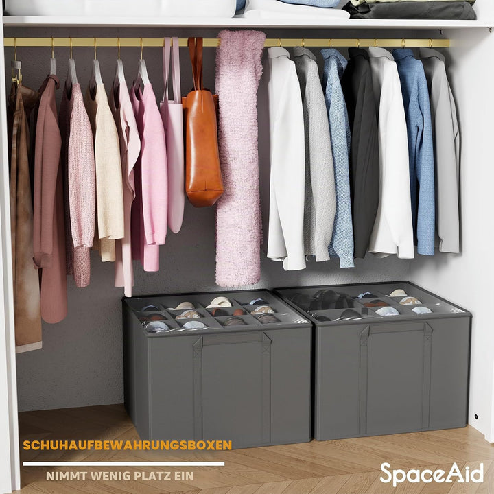 SpaceAid Schuh-Organizer für Schrank, faltbare Schuhaufbewahrungsbehälter, Körbe, Boxen mit verstell