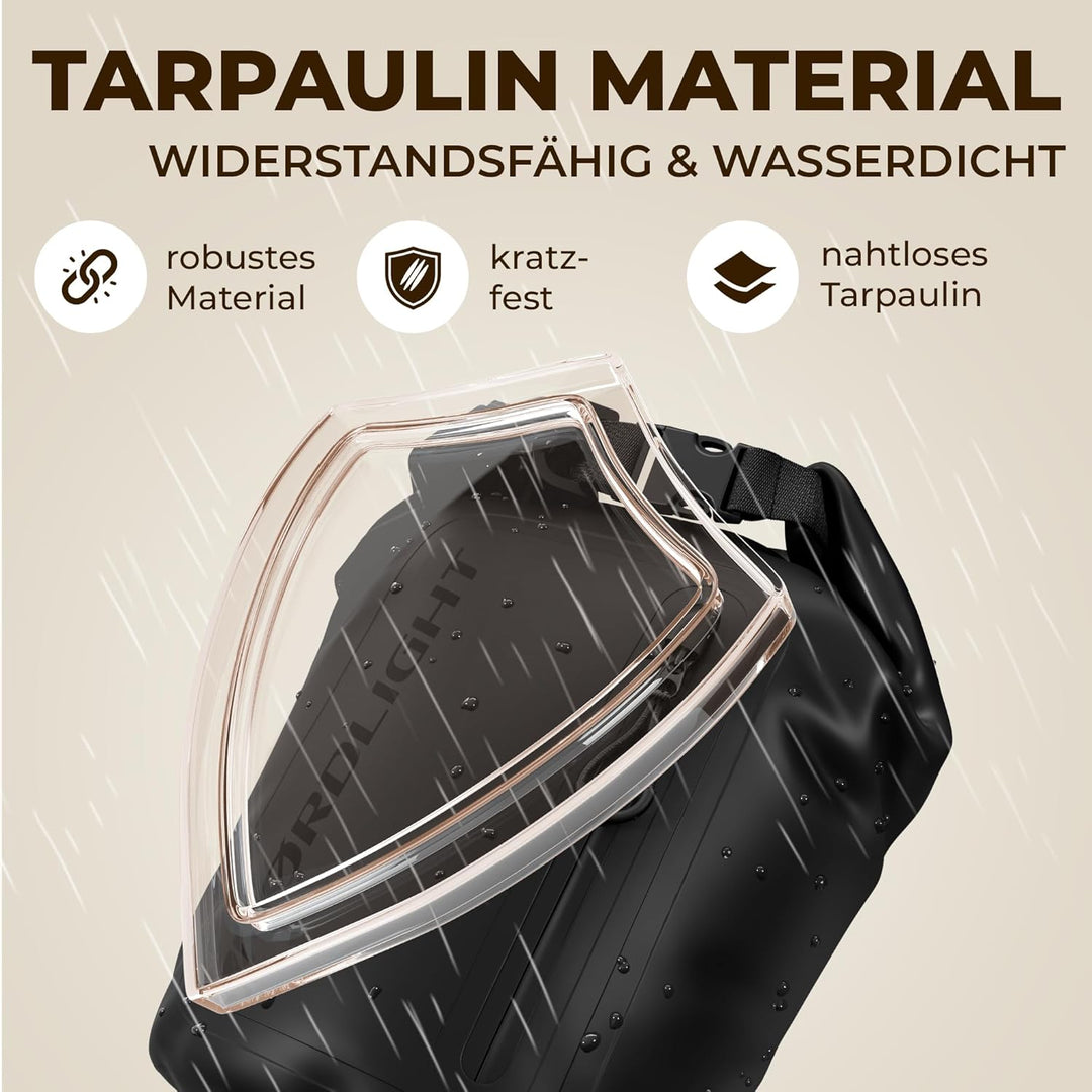 Nordlight Dry Bag wasserdichte Tasche mit Handyhülle + Roll-Top, Schultergurt | Drybag wasserfester
