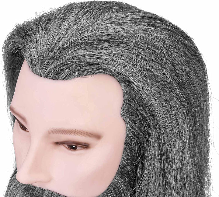 Neverland Männlich Frisierkopf 100% Echthaar mit Bart Friseur Kopf Puppenkopf Echthaar Übungskopf Pu