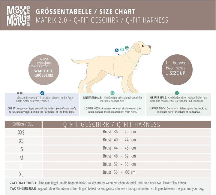 Max &amp; Molly Q-Fit Hundegeschirr Kleine Hunde mit Gotcha! Smart ID Sicherheitsanhänger, Matrix 2.0 Sa