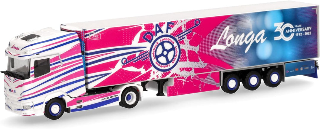 Herpa LKW Modell DAF XG+ Kühlkoffer-Sattelzug Longa (Italien/Luzzana), Miniatur im Massstab 1:87, Sa