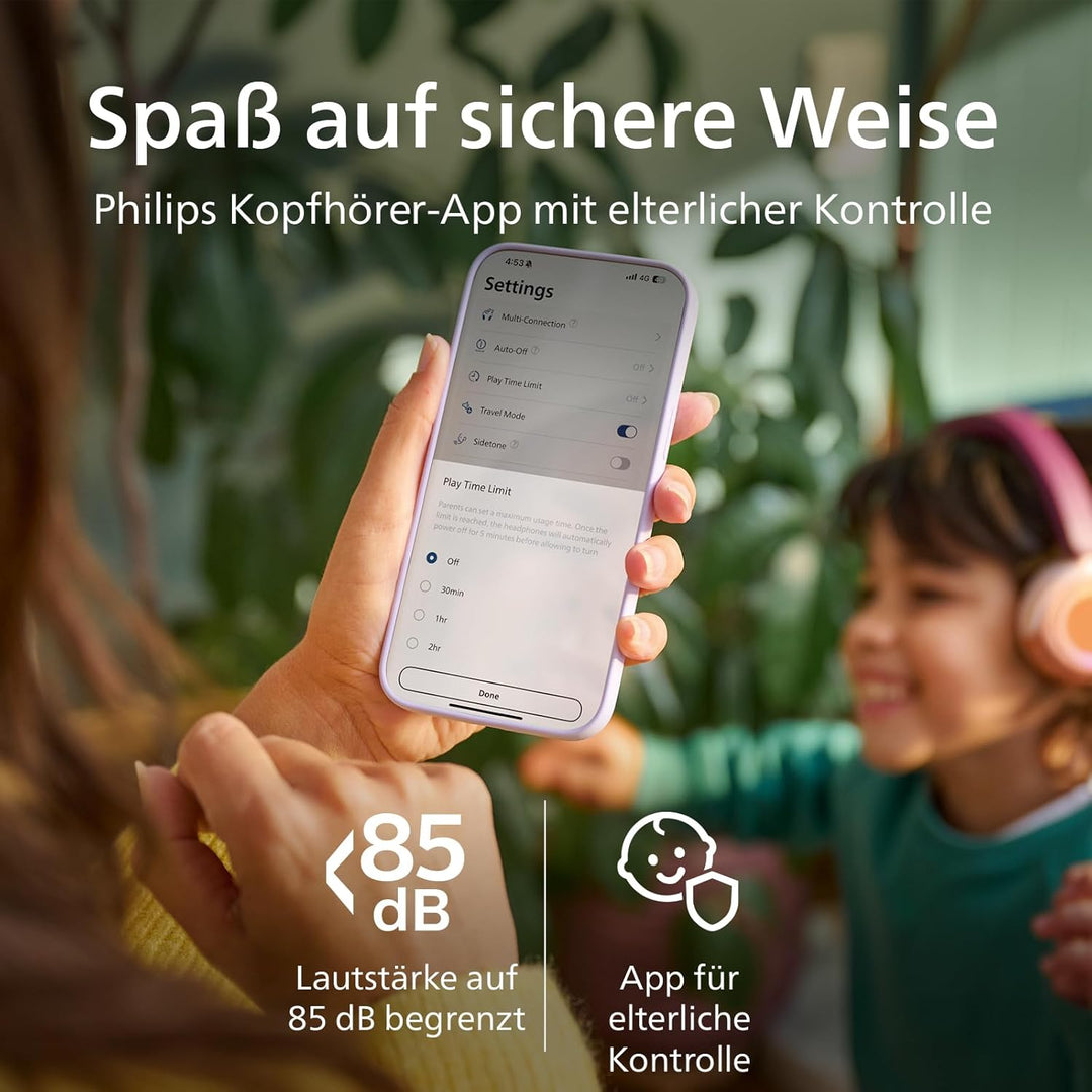 Philips TAK4200MP 4200-Serie mit kabellosem ohraufliegendem Bluetooth-Kopfhörer für Kinder, zusammen
