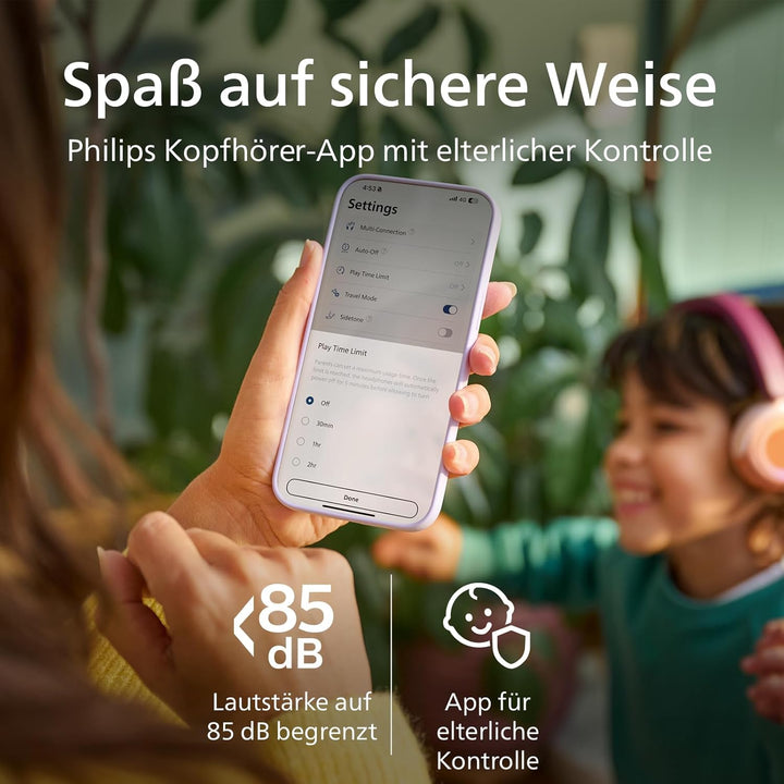 Philips TAK4200MP 4200-Serie mit kabellosem ohraufliegendem Bluetooth-Kopfhörer für Kinder, zusammen