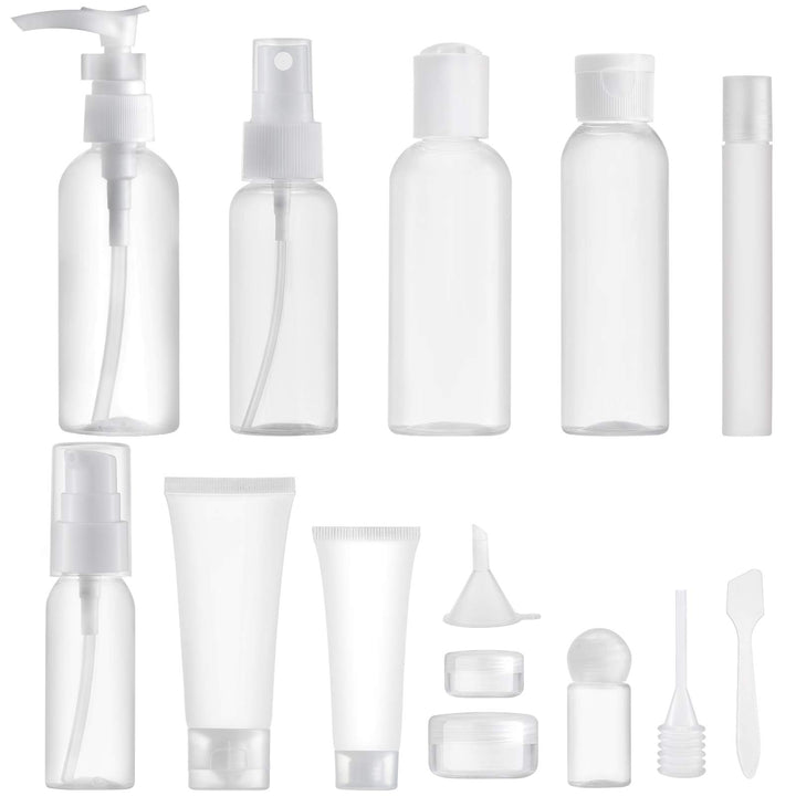 Toureal 14 Stück Leere Reiseflaschen Set (Max.100ml) Reisegrössen Behälter zum befüllen, Reiseset Fl