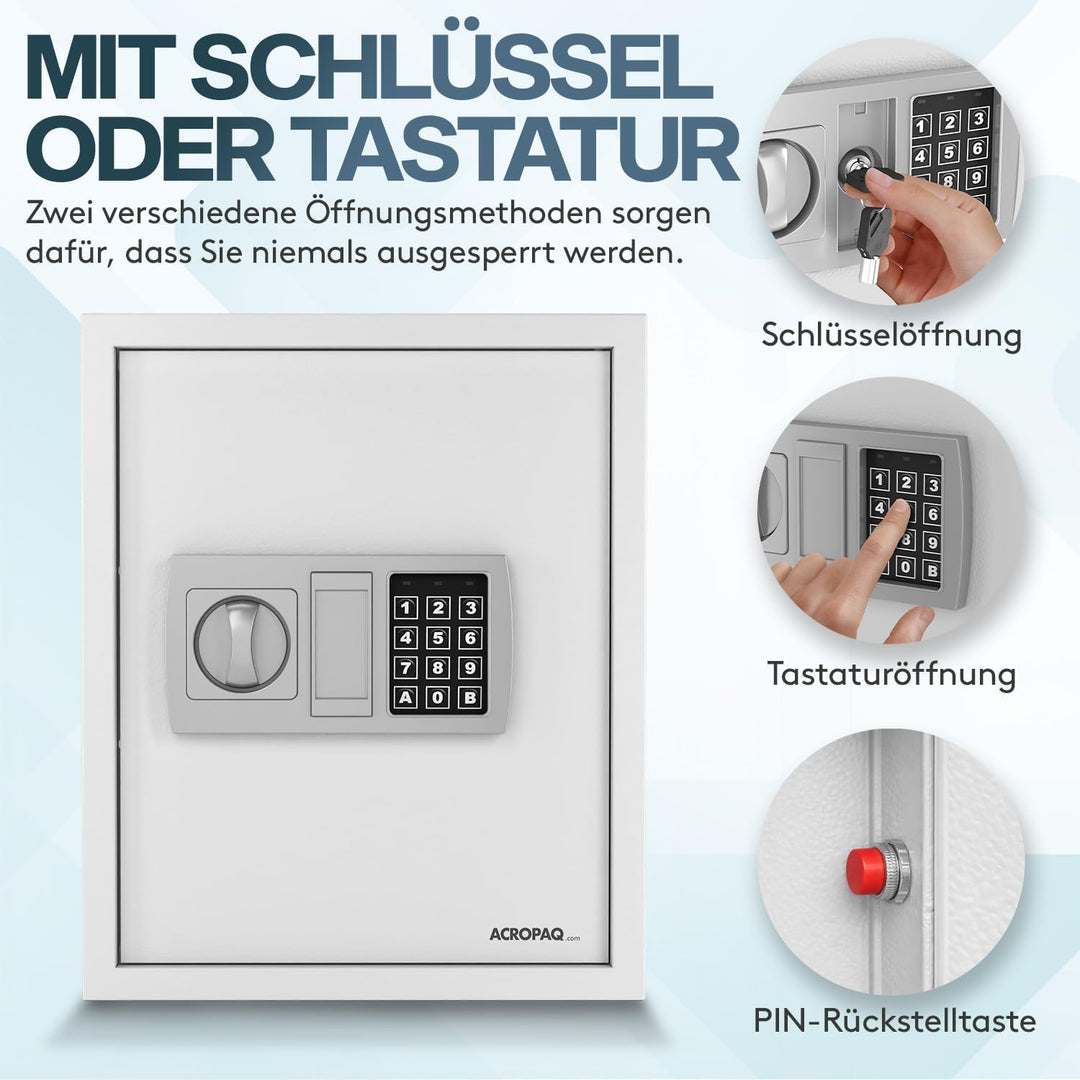 ACROPAQ Schlüsselschrank mit Zahlencode - Für bis zu 48 Schlüssel, Inkl. 48 Anhänger, Mit elektronis