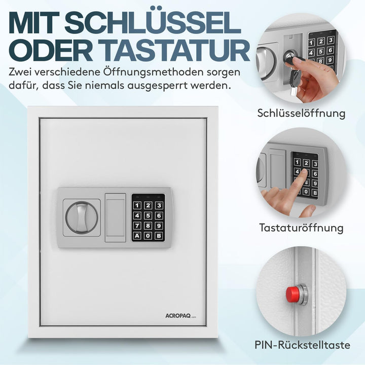 ACROPAQ Schlüsselschrank mit Zahlencode - Für bis zu 48 Schlüssel, Inkl. 48 Anhänger, Mit elektronis