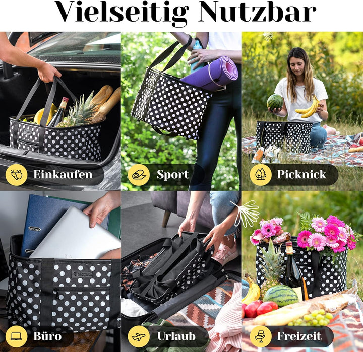 Shopwell Einkaufskorb faltbar 30 Liter | Klappkorb zum Einkaufen &amp; Verstauen | Faltbarer Einkaufskor
