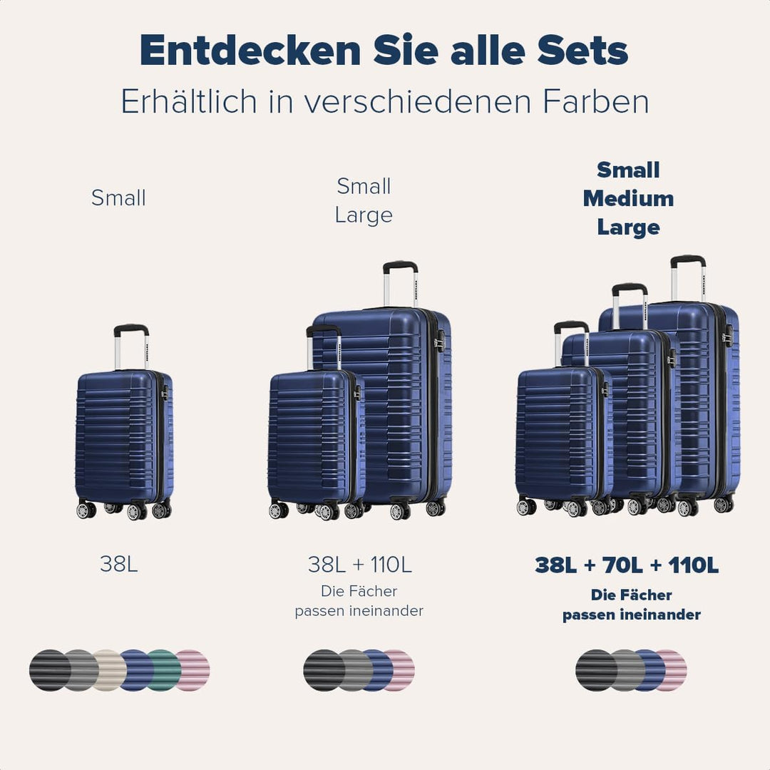 TRVLMORE Koffer & Trolleys - Koffer Set - Kofferset 3 Teilig Hartschale, Gepäck-Sets, Hartschalenkof