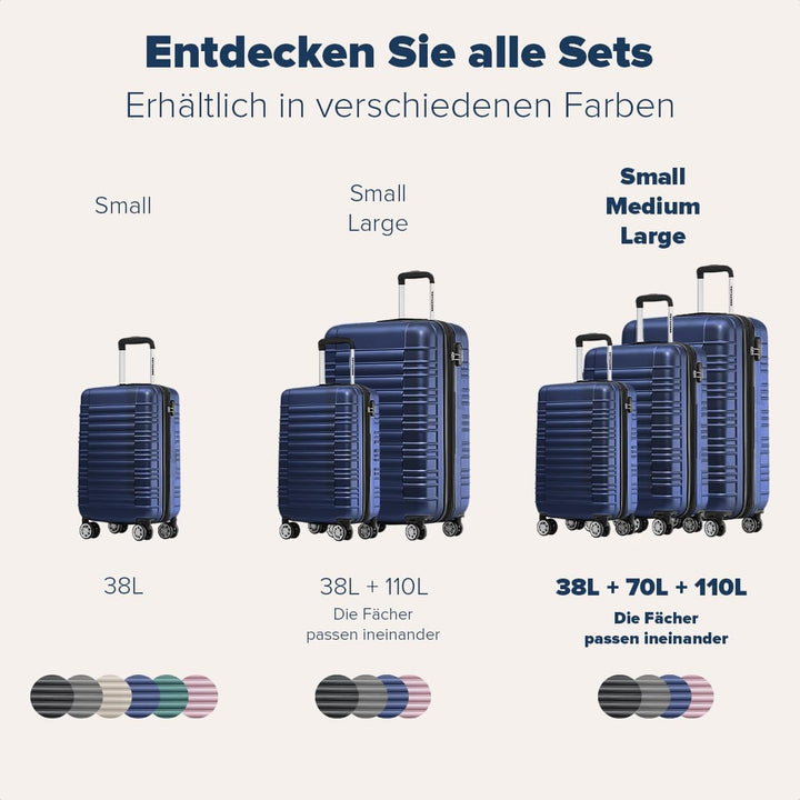 TRVLMORE Koffer & Trolleys - Koffer Set - Kofferset 3 Teilig Hartschale, Gepäck-Sets, Hartschalenkof