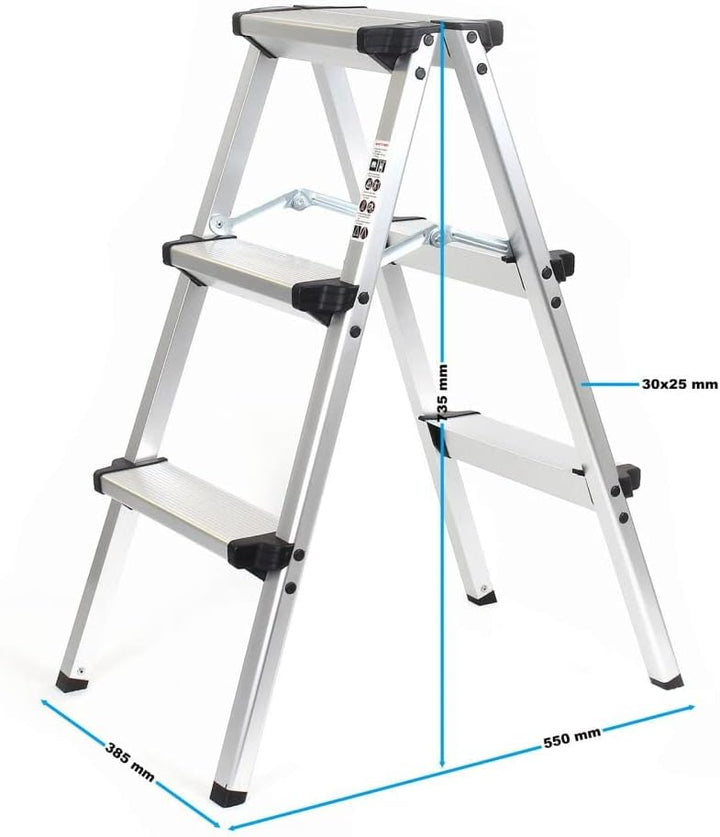 Treppe Leiter aus Aluminium, faltbar, doppelseitig, 3 Stufen