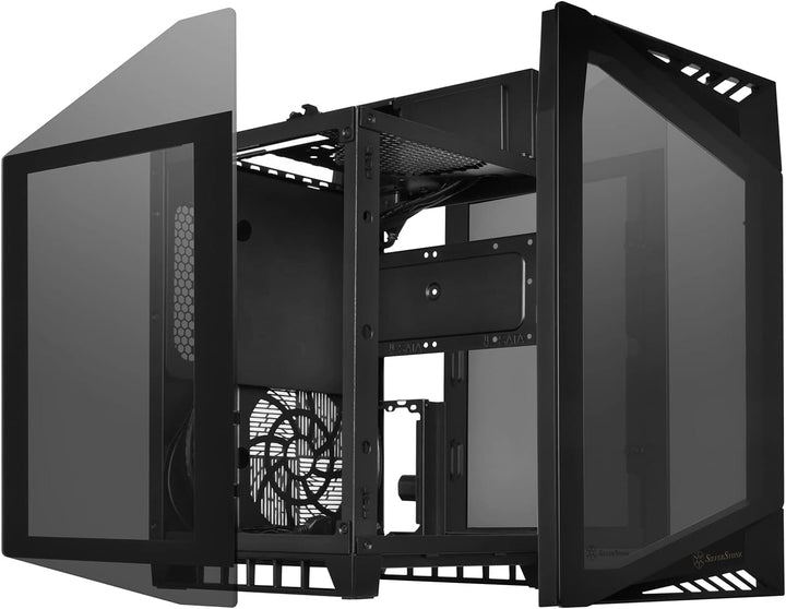 SilverStone SST-LD03B Lucid Mini Tower Mini-ITX Computer Gehäuse, geräuscharme Leistung bei hohem Lu