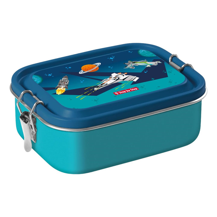 Step by Step Edelstahl-Lunchbox „Starship“ blau, mit herausnehmbarer Trennwand, Dichtung und Clip-Ve