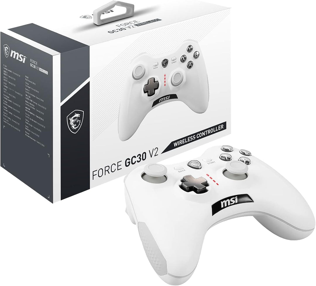 MSI FORCE GC30 V2 WHITE Kabelloser PC Gamepad Controller - 2,4 GHz, 600mAh Li-Ion Akku, austauschbar