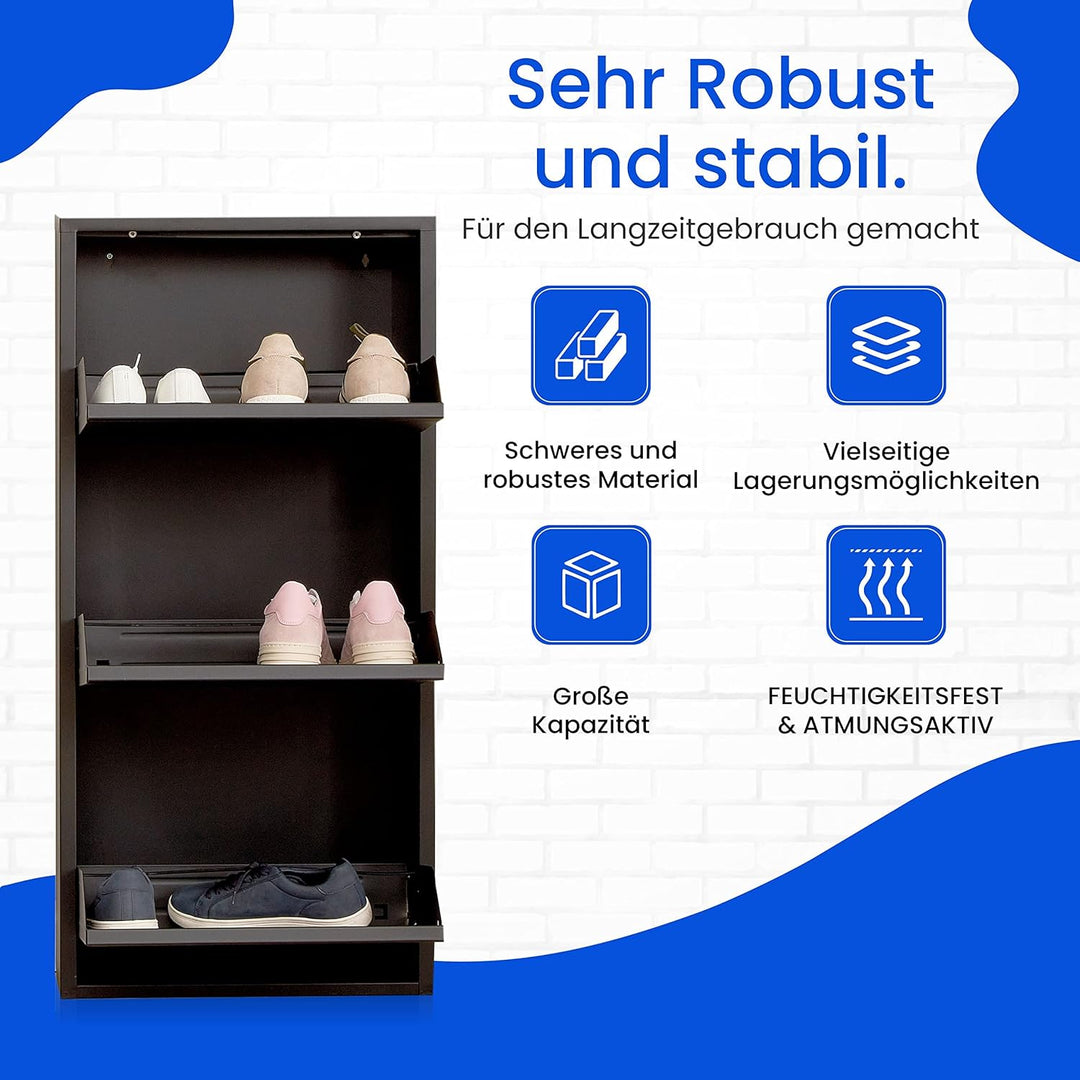 VEEHAUS Schuhregal Hoch Schuhkipper mit Magnetische Abdeckung Metall Montiert Schuhschrank Schmal un