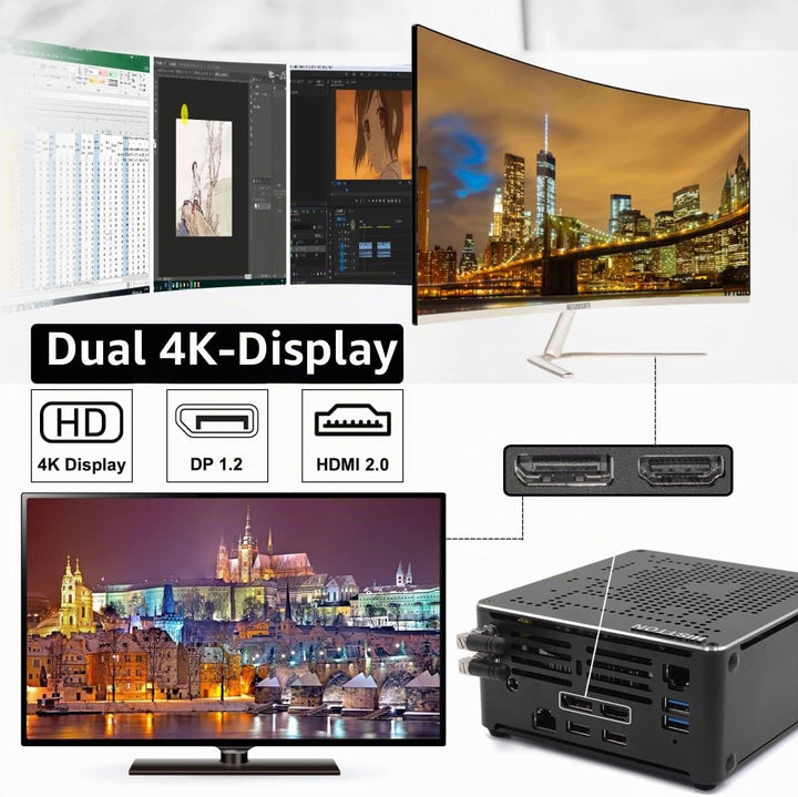 HISTTON NUC Mini PC Windows 11 Pro Intel Core i9-9880H Prozessor 64GB RAM 1TB M.2 SSD, Unterstützt S