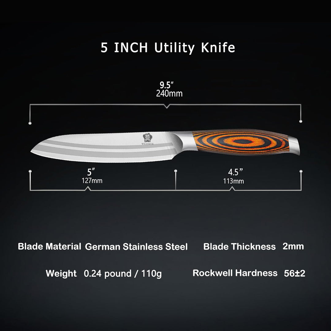 WILDMOK Profi 12,8cm Kochmesser Allzweckmesser rostfreiem Deutscher Edelstahl mit ergonomischem Grif