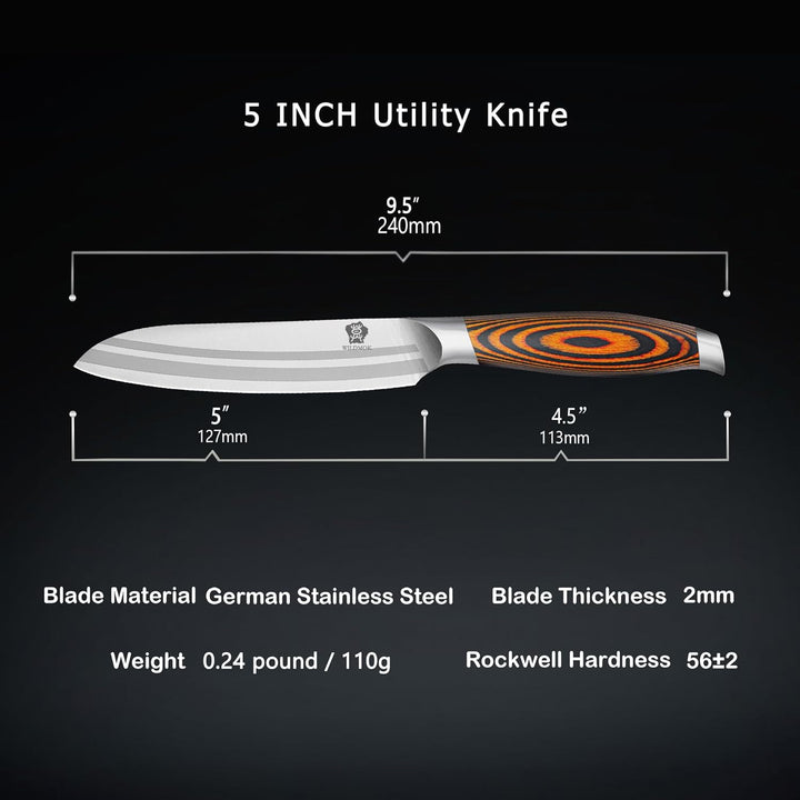 WILDMOK Profi 12,8cm Kochmesser Allzweckmesser rostfreiem Deutscher Edelstahl mit ergonomischem Grif