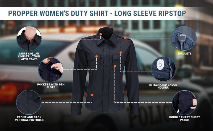 Propper Herren Women's Long Sleeve Duty Shirt Langärmlig 4XL Schwarz, 4XL Schwarz