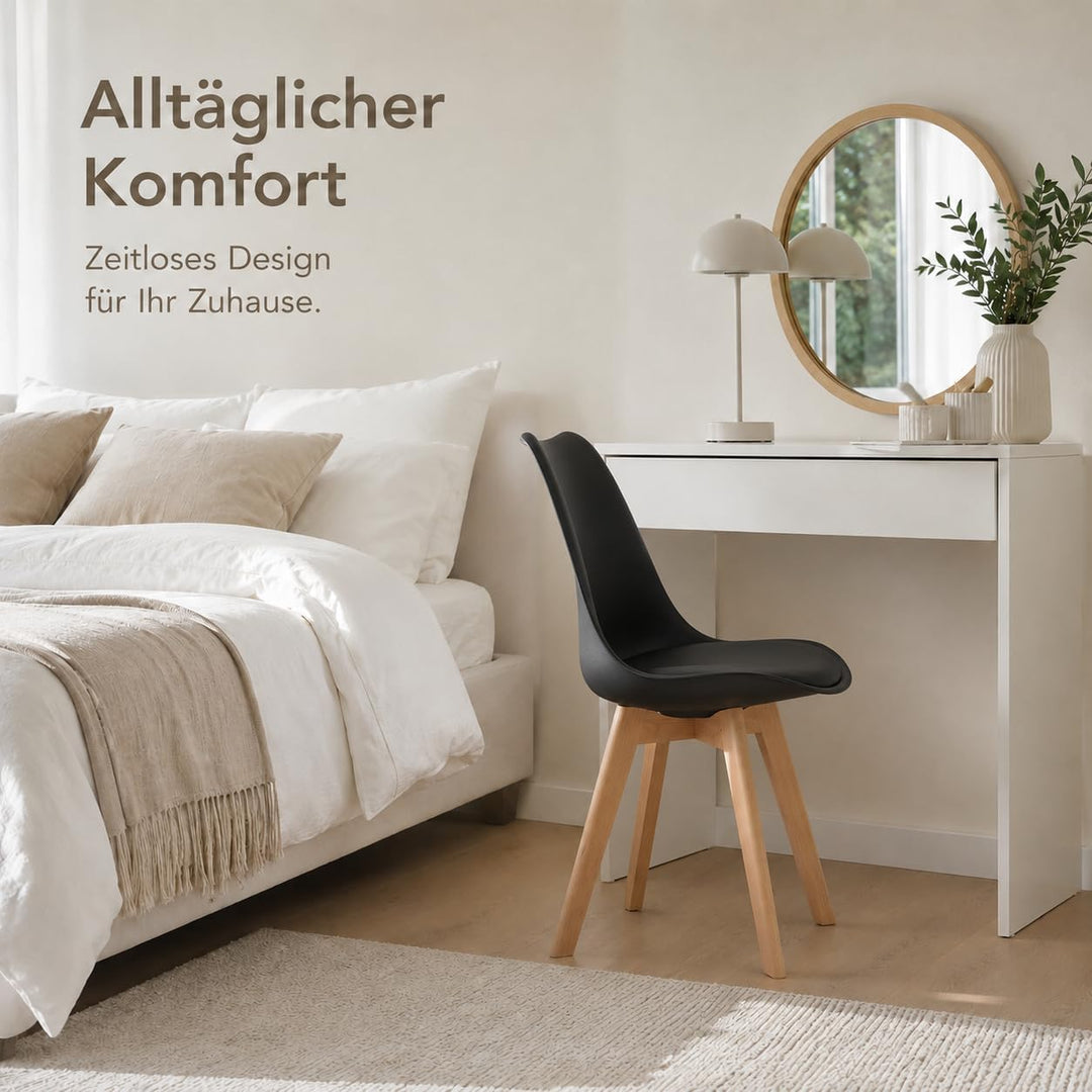EGGREE 6er Set Esszimmerstühle mit Massivholz Buche Bein SGS Geprüfter, Retro Design Gepolsterter St