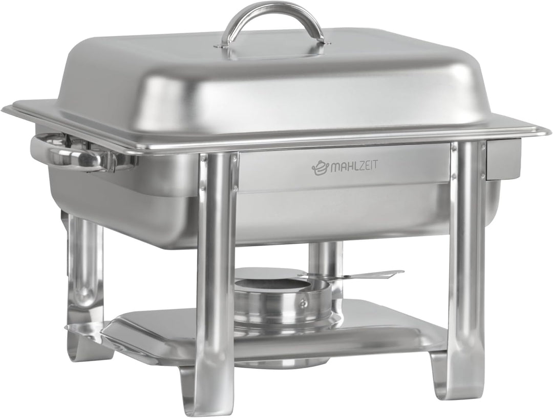 Mahlzeit Edelstahl Chafing Dish 4 Liter | Speisenwärmer mit Deckelhalter, Warmhaltebehälter Essen |