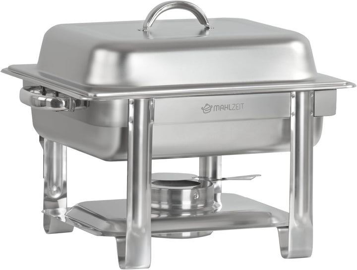Mahlzeit Edelstahl Chafing Dish 4 Liter | Speisenwärmer mit Deckelhalter, Warmhaltebehälter Essen |