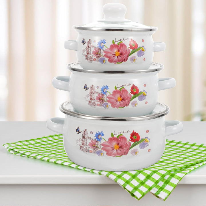 Happyyami Emaille Suppentopf Mit Doppelgriff Und Deckel Mini Kochtopf Für Schonendes Kochen Von Supp