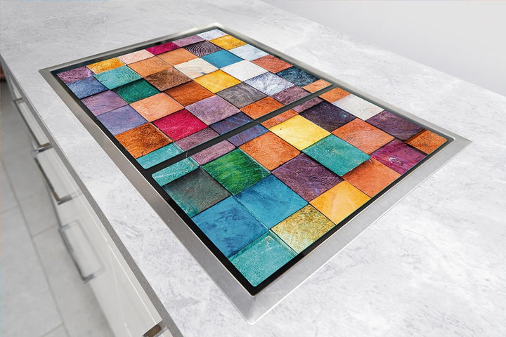 TMK ArtDeko Herdabdeckplatte 2 Teilig 40x52 + 35x52 cm - Spritzschutz Herdabdeckung – Herdschutz aus