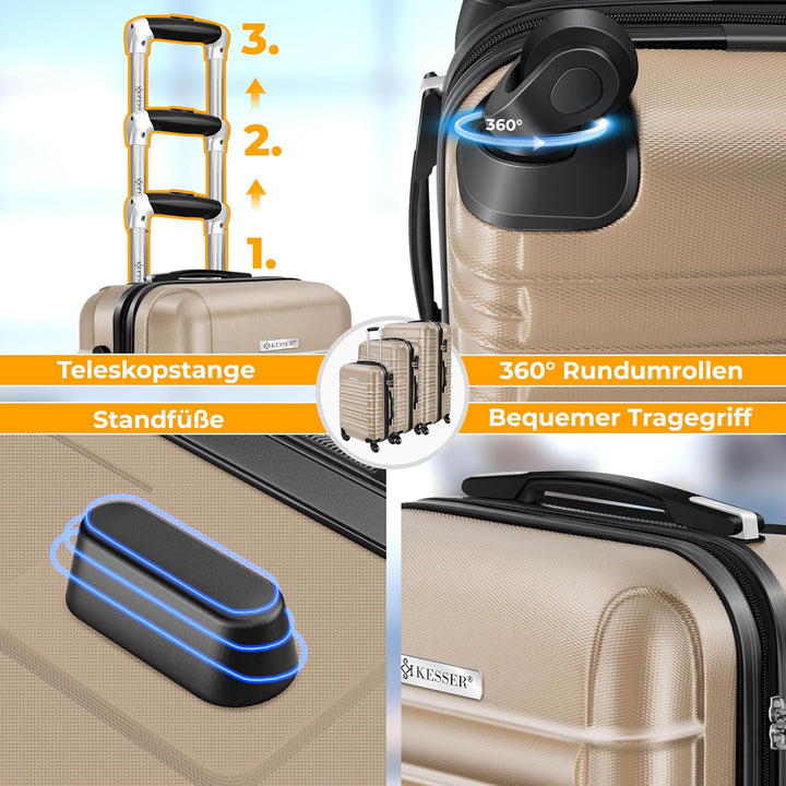 KESSER® 3tlg. Hartschalenkofferset Hard Shell Basic Hartschalenkoffer Trolley Koffer Reisekoffer Rei