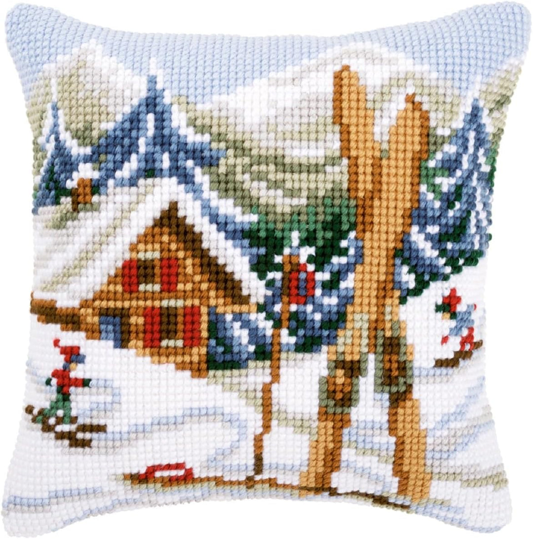 Vervaco Kreuzstichkissen/Stickkissen vorgedruckt, Snow Fun, 40 x 40cm