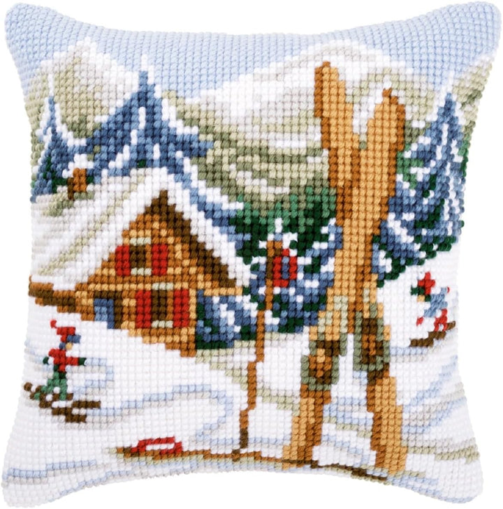 Vervaco Kreuzstichkissen/Stickkissen vorgedruckt, Snow Fun, 40 x 40cm