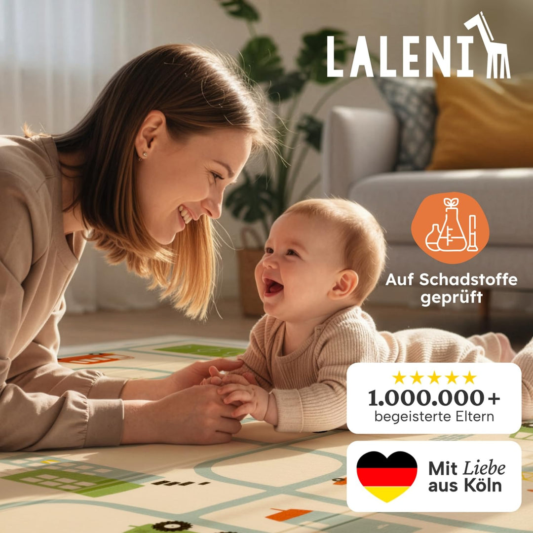 Laleni Krabbelmatte Baby 120x150x1 cm - wasserdichte Spielmatte Baby faltbar - isolierende Bodenmatt