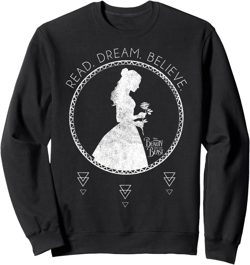 Disney Beauty And The Beast Read Dream Believe Silhouette Sweatshirt