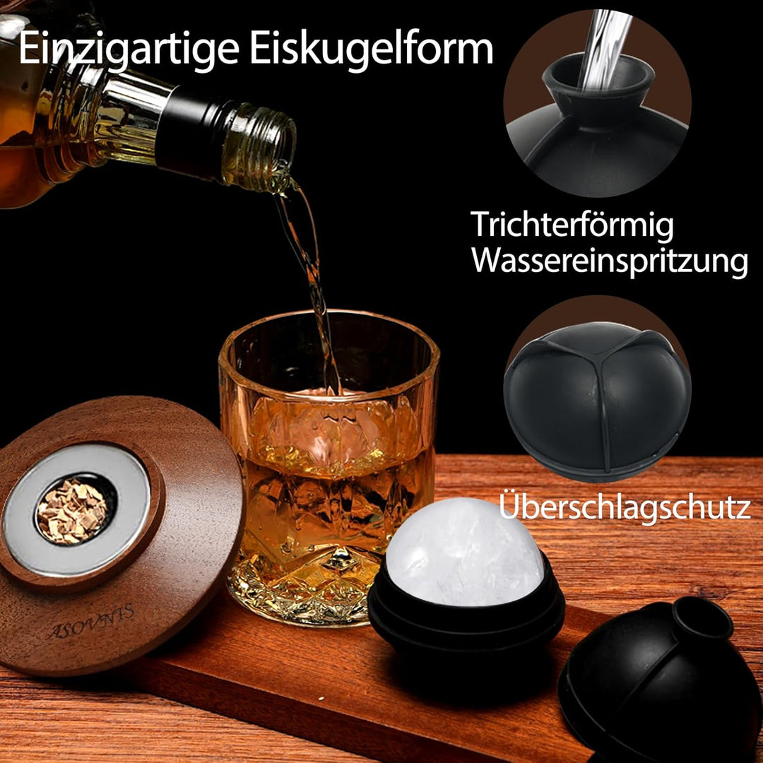 Whisky-Räucherset mit Fackel-6 Geschmacksrichtungen, Holzspäne, 2 Gläser, 6 Whiskysteine, Cocktail-R