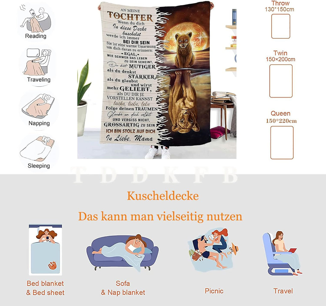 TDDKFB Kuscheldecke Flauschige Personalisierte Decke Geschenke An Meine Tochter,Mutter Für Tochter L