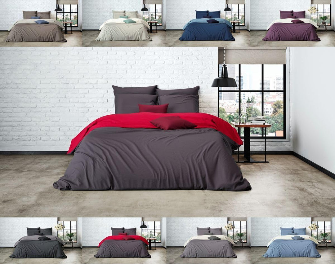 Uni Einfarbig Wende Bettwäsche Mistral Home Edel Perkal 100% Ägyptische Baumwolle, Grösse:240x220cm