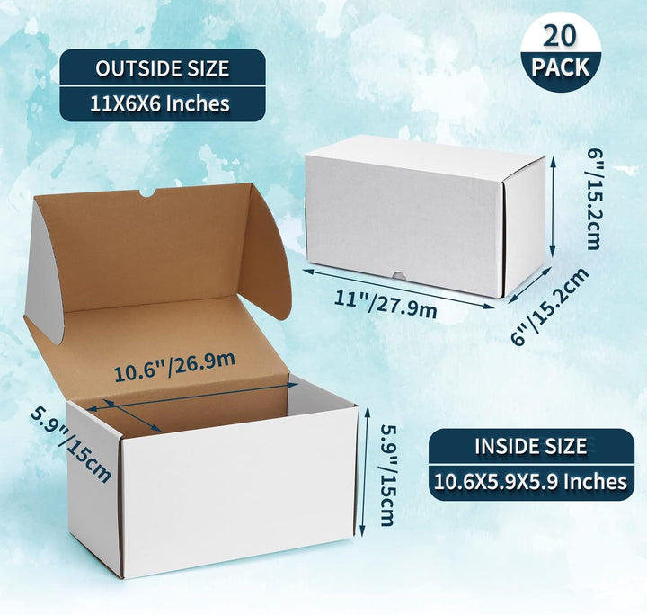 EYMPEU 20 Stück 28 x 15,3 x 15,3cm Weisse Versandkarton, Kartons für kleine Gegenstände, Spielzeug,