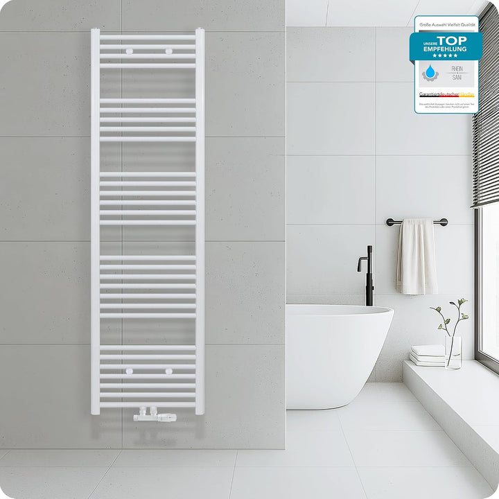 Belrad® Badheizkörper mit Mittelanschluss - Moderner Handtuchheizkörper aus Qualitätsstahl - Weiss p